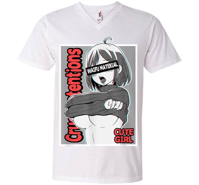 Ahegao Anime Girl Ecchi Waifu Material Lewd Otaku V Neck T Shirt Inktee Store