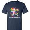 Inktee Store - Dabbing Unicorn Puzzle Ribbon Autism Awareness Men'S T-Shirt Image