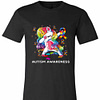 Inktee Store - Dabbing Unicorn Puzzle Ribbon Autism Awareness Premium T-Shirt Image