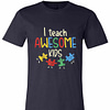 Inktee Store - I Teach Awesome Kids Autism Awareness Puzzle Teacher Premium T-Shirt Image