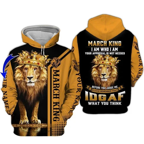 Custom Personalized Birthday March King Pullover 3D Hoodie
