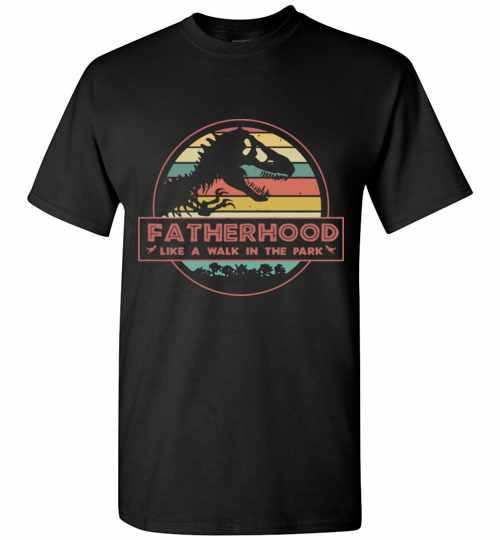 Inktee Store - Fatherhood Like A Walk In The Park Dinosaur Men'S T-Shirt Image