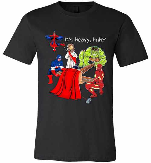 Inktee Store - Jesus Cross It'S Heavy Huh Avengers Superhero Premium T-Shirt Image