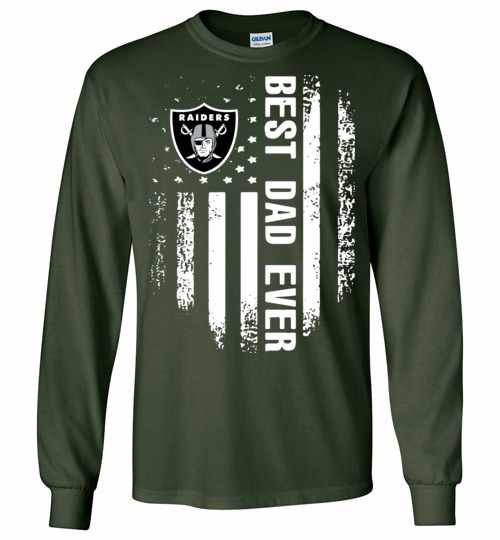 Inktee Store - Oakland Raiders Best Dad Ever Independence Day Long Sleeve T-Shirt Image