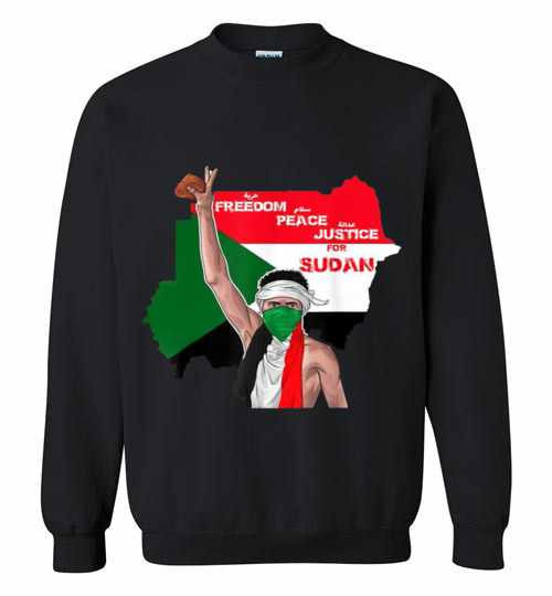 Inktee Store - Arabic English Freedom Peace Justice Sudan Flag Sweatshirt Image
