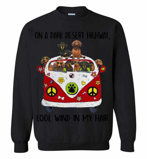 Inktee Store - Hippie Dog Car On A Dark Desert Highway Cool Wind In My Sweatshirt Image