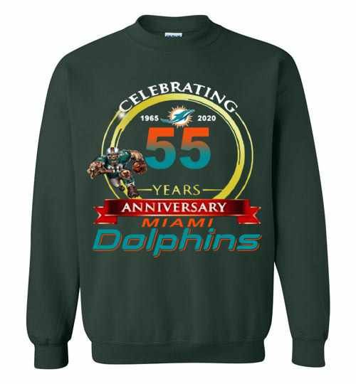 Inktee Store - Celebrating 1965 2020 55 Years Anniversary Miami Dolphins Sweatshirt Image