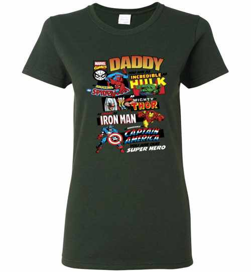 Inktee Store - Marvel Avengers Father'S Day Retro Comic Women'S T-Shirt Image