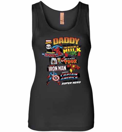 Inktee Store - Marvel Avengers Father'S Day Retro Comic Womens Jersey Tank Top Image