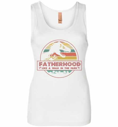 Inktee Store - Fatherhood Like A Walk In The Park Dinosaur Womens Jersey Tank Top Image