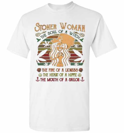Inktee Store - Stoner Woman The Soul Of A Witch The Fire Of A Lioness Men'S T-Shirt Image