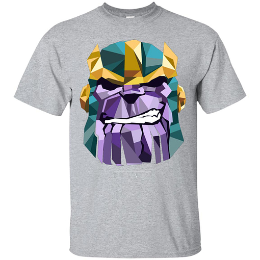 Inktee Store - Marvel Thanos Low Poly Geometric Art Head Men’s T-Shirt Image