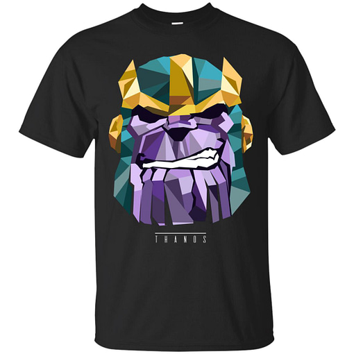 Inktee Store - Marvel Thanos Low Poly Geometric Art Head Men’s T-Shirt Image