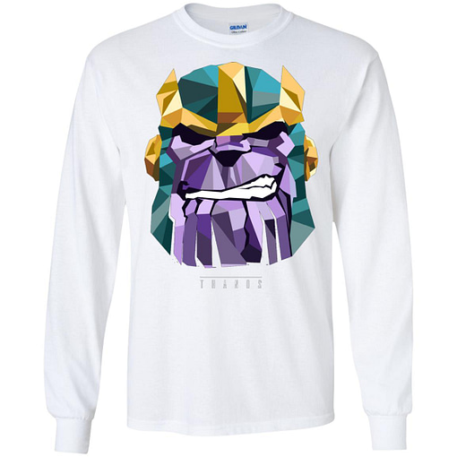 Inktee Store - Marvel Thanos Low Poly Geometric Art Head Long Sleeve T-Shirt Image