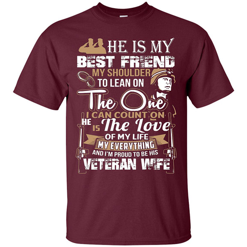 Inktee Store - Veterans Wife He Is My Best Friend Men’s T-Shirt Image