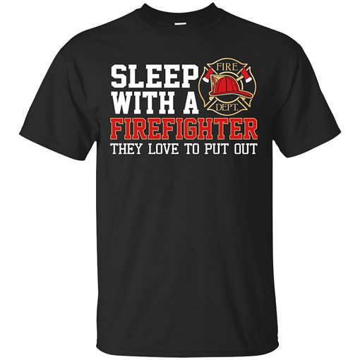 Inktee Store - Sleep With A Firefighter Firemen Men’s T-Shirt Image