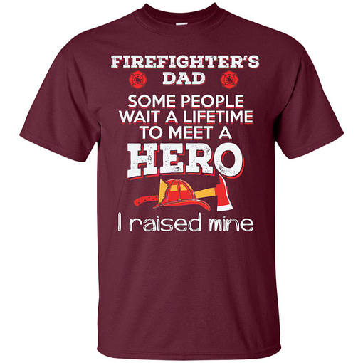 Inktee Store - Raised My Hero Firefighters Dad T Firefighting Men’s T-Shirt Image