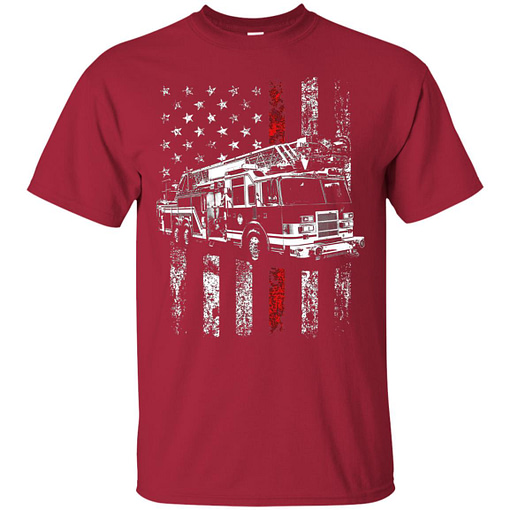 Inktee Store - Fireman American Flag Thin Red Line Firefighter Men’s T-Shirt Image