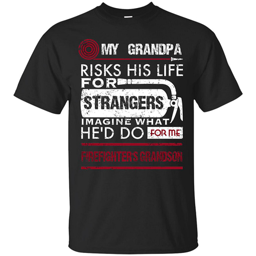 Inktee Store - Firefighters Grandson Grandpa Risks His Life For Strangers Men’s T-Shirt Image