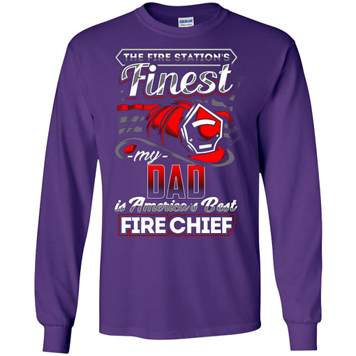 Inktee Store - My Dad Is Americas Best Fire Chief Firefighter Long Sleeve T-Shirt Image
