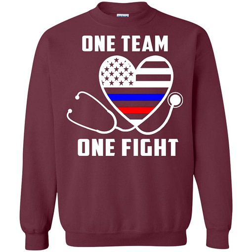 Inktee Store - One Team One Fight - Nurse Support Police Firefighter Sweatshirt Image
