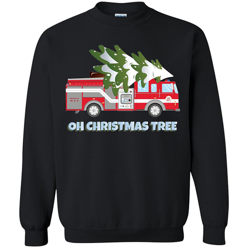 Inktee Store - Funny Firefighter Christmas Gifts - Oh Christmas Tree Sweatshirt Image