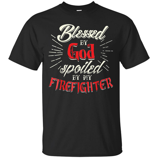 Inktee Store - Blessed By God Spoiled By My Firefighter Wife Gifts Men’s T-Shirt Image