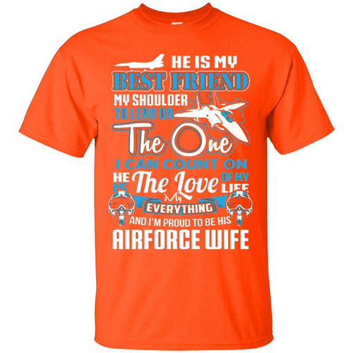 Inktee Store - Airforce Wife He Is My Best Friend Veteran Military Men’s T-Shirt Image
