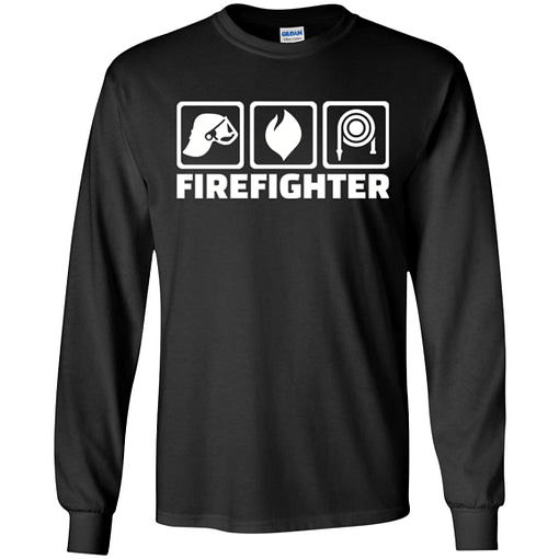 Inktee Store - Firefighter Logo Brave Fireman Long Sleeve T-Shirt Image