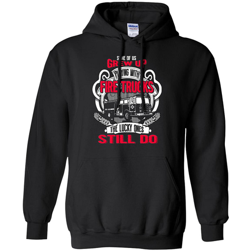 Inktee Store - Firefighter Grew Up Playing With Fire Trucks Hoodies Image