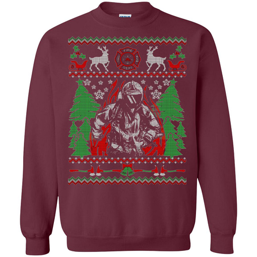 Inktee Store - Firefighter Christmas Ugly Christmas Firefighter Sweatshirt Image