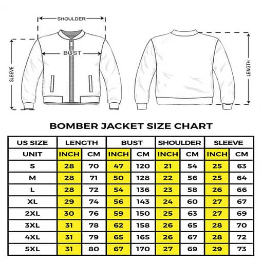 Bomber Jacket Size Chart