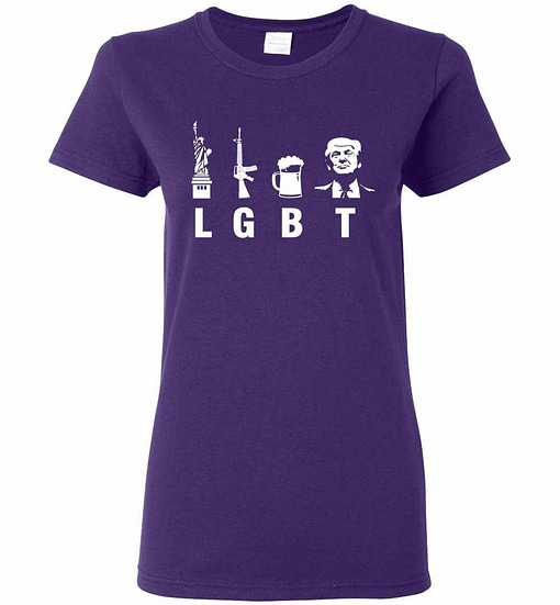Inktee Store - Liberty Guns Beer Trump Support Funny Parody Lgbt Women'S T-Shirt Image
