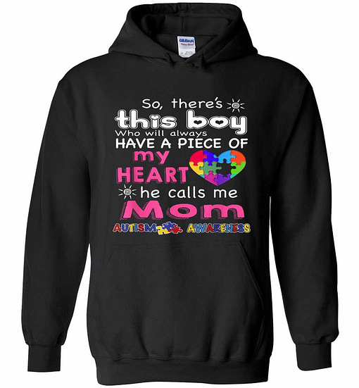 Inktee Store - There'S This Boy - He Call Me Mom - Autism Awareness Hoodies Image