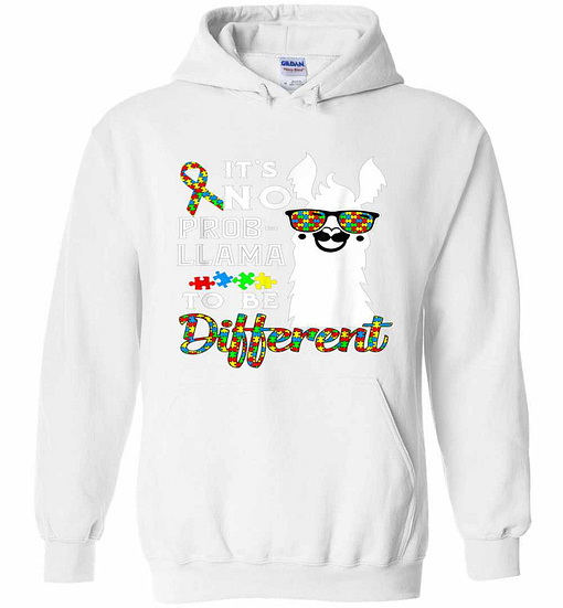 Inktee Store - It'S No Prob Llama To Be Different Autism Awareness Hoodies Image