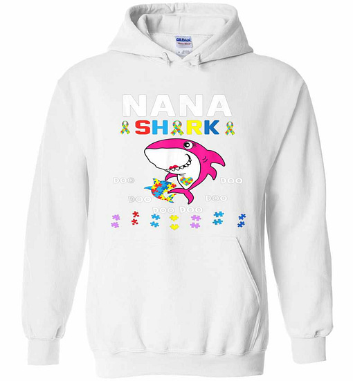 Inktee Store - Nana Shark Autism Awareness Nana Baby Shark Autism Hoodies Image