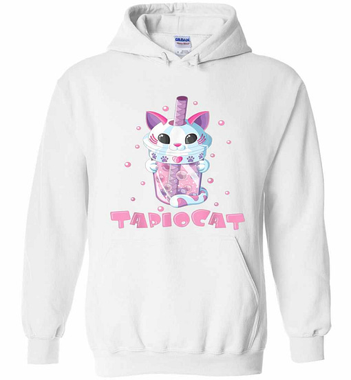 Inktee Store - Bubble Tea For Girls With Cute Cat Face Cup Tapiocat Hoodies Image