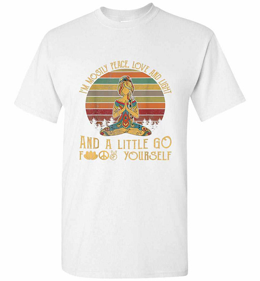 Inktee Store - Im Mostly Peace Love And Light And A Little Go Yoga Men'S T-Shirt Image