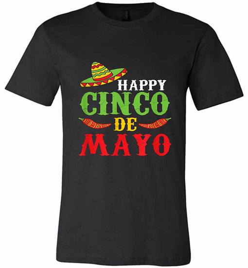Inktee Store - Happy Cinco De Mayo Sombrero Peppers Premium T-Shirt Image