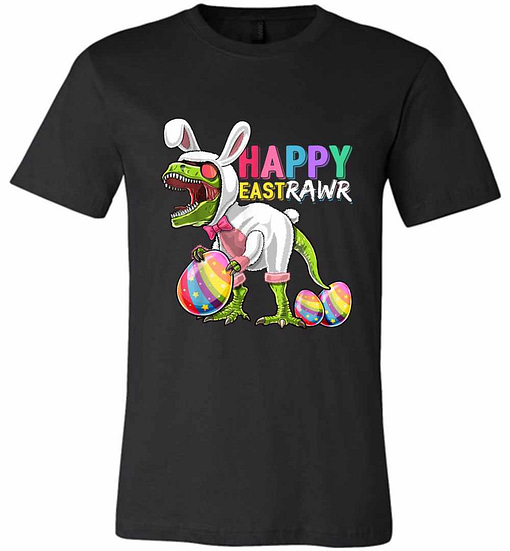 Inktee Store - Happy Eastrawr T Rex Dinosaur Easter Bunny Egg Premium T-Shirt Image