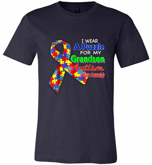 Inktee Store - I Wear A Puzzle For My Grandson - Autism Awareness Premium T-Shirt Image