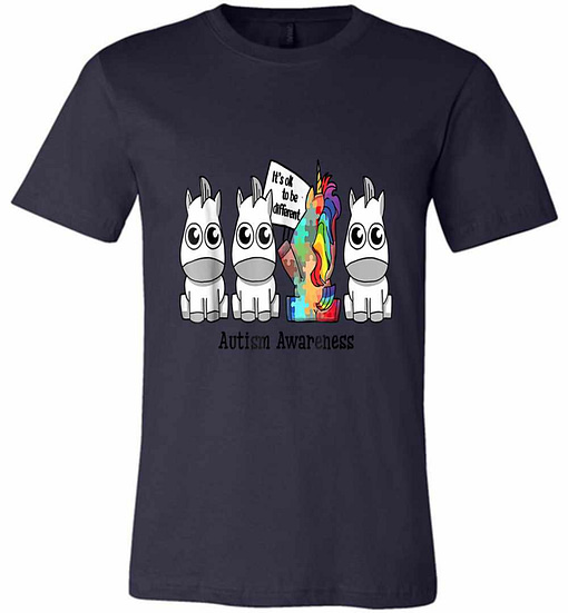Inktee Store - It'S Ok To Be Different Autism Awareness Unicorn Premium T-Shirt Image