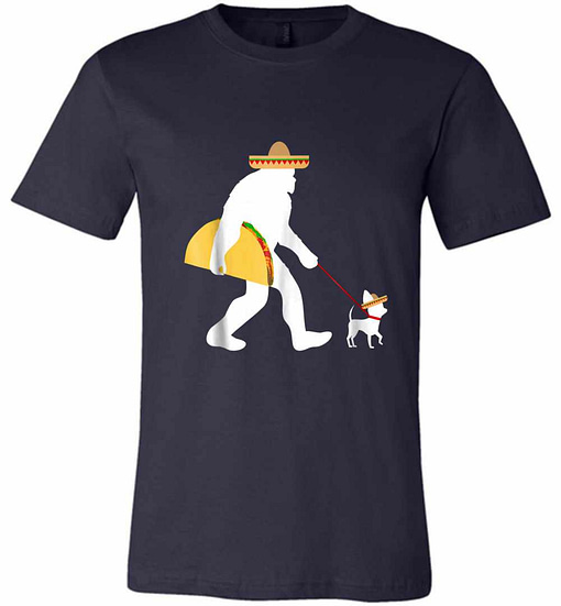 Inktee Store - Bigfoot Taco Sombrero Chihuahua Dog Cinco De Mayo Premium T-Shirt Image