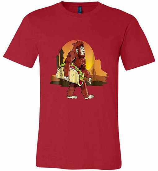 Inktee Store - Bigfoot Carrying Taco Cinco De Mayo Sasquatch Premium T-Shirt Image