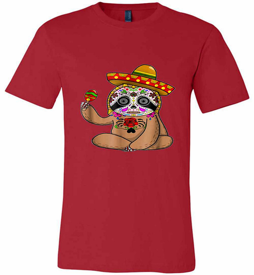 Inktee Store - Cinco De Mayo Sloth Halloween Mexican Day Of Dead Premium T-Shirt Image
