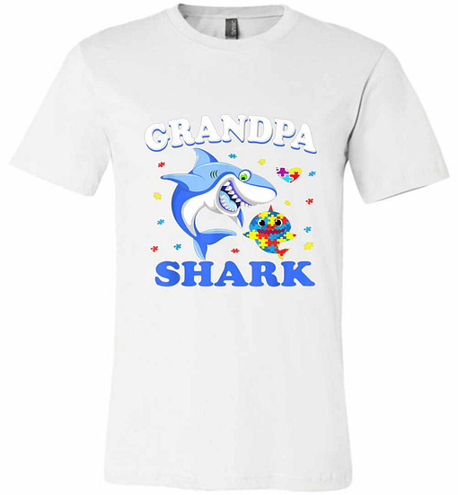 Inktee Store - Grandpa Shark Autism Awareness Premium T-Shirt Image