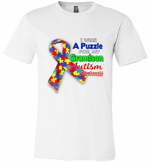 Inktee Store - I Wear A Puzzle For My Grandson - Autism Awareness Premium T-Shirt Image