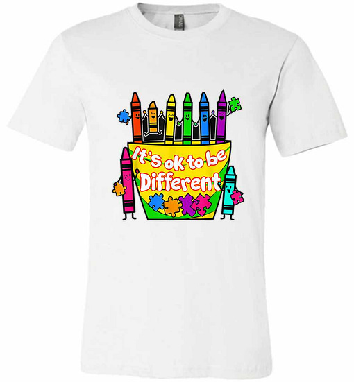 Inktee Store - It'S Ok To Be Different - Autism Awareness Crayons Premium T-Shirt Image
