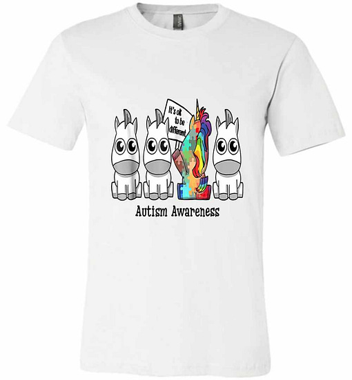 Inktee Store - It'S Ok To Be Different Autism Awareness Unicorn Premium T-Shirt Image
