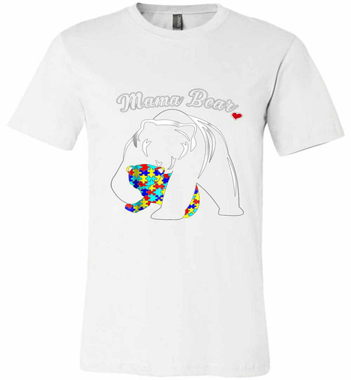 Inktee Store - Mama Bear Autism Awareness Love Support Premium T-Shirt Image